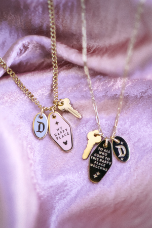 PRE ORDER My Happy Place Motel Keys 24k Gold Necklace w/ 18k Gold Charms