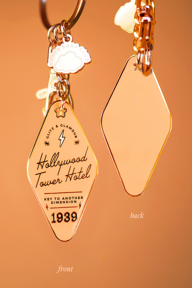 Hollywood Tower Hotel Motel Keychain