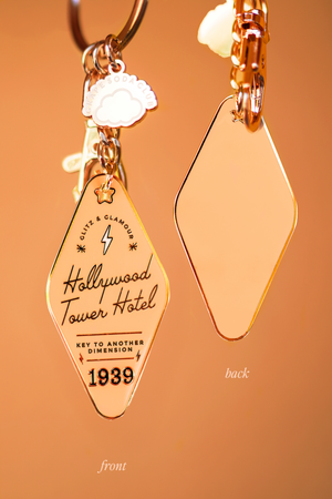 Hollywood Tower Hotel Motel Keychain