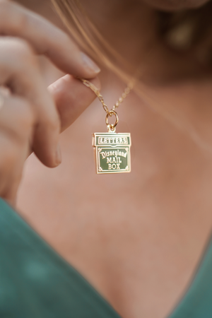 Letters from Disneyland Mailbox 24k Gold Necklace w/ 18k Gold