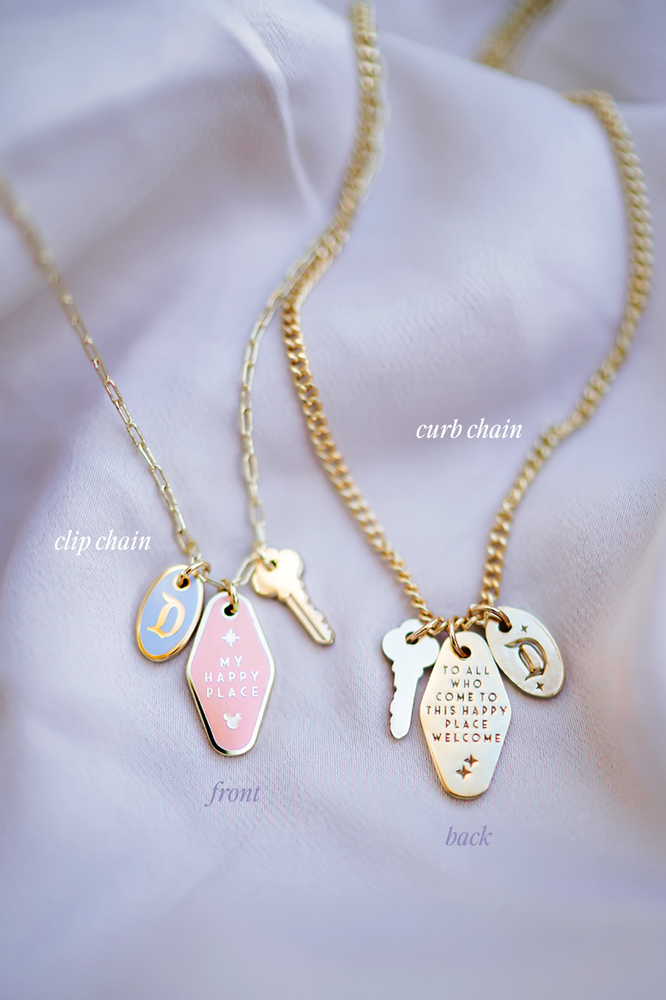 PRE ORDER My Happy Place Motel Keys 24k Gold Necklace w/ 18k Gold Charms