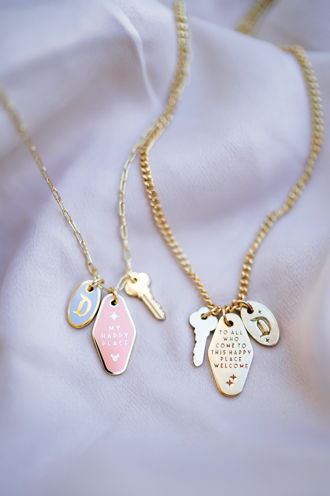 PRE ORDER My Happy Place Motel Keys 24k Gold Necklace w/ 18k Gold Charms