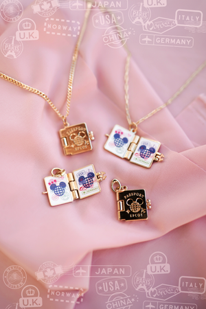 Passport to the World Showcase 24k Gold Necklace w/ 18k Gold Charm