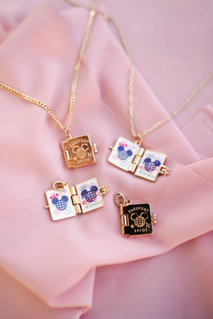 Passport to the World Showcase 24k Gold Necklace w/ 18k Gold Charm