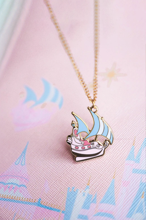 Pirate Ship 18k Gold Plated Necklace