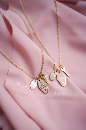 PRE ORDER My Happy Place Motel Keys 24k Gold Necklace w/ 18k Gold Charms