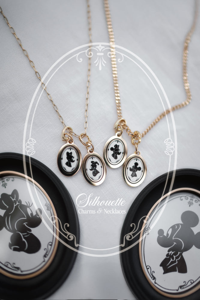 Silhouette Portraits 18k Gold Charms w/ 24k Gold Necklaces