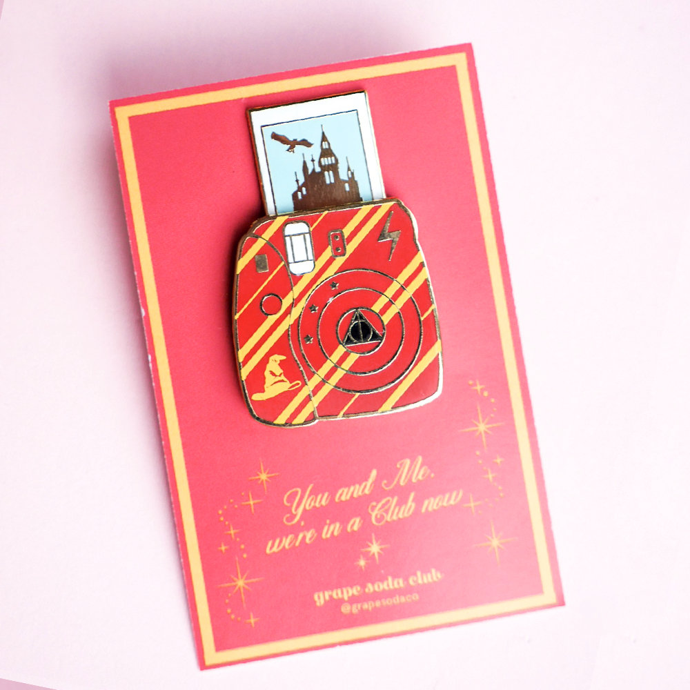 Wizarding House Castle Camera Gold Enamel Pins